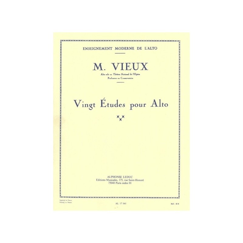 9790046171611AL17161 20 études pour alto - 20 Studies for Viola