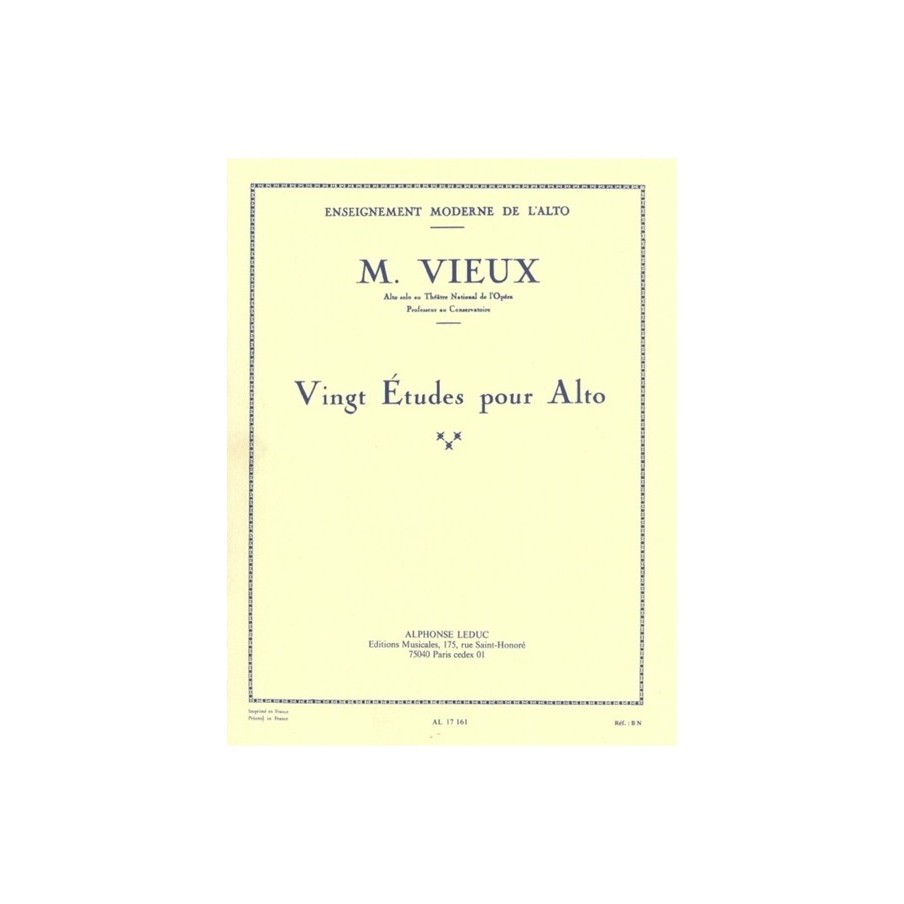 9790046171611AL17161 20 études pour alto - 20 Studies for Viola