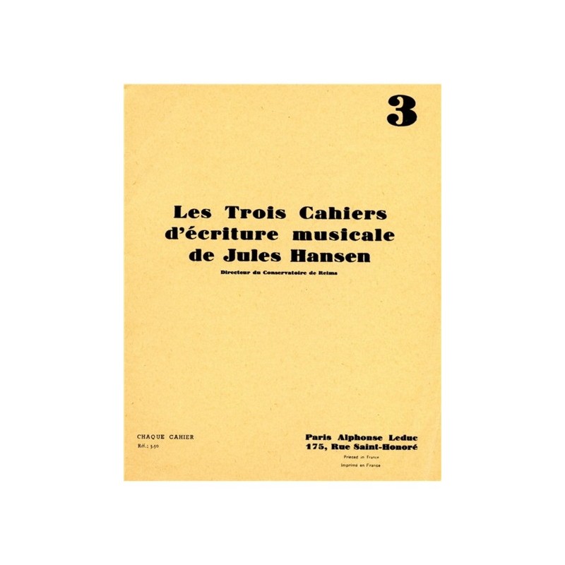 9790046196874AL19687 Jules Hansen: Ecriture musicale Vol.3