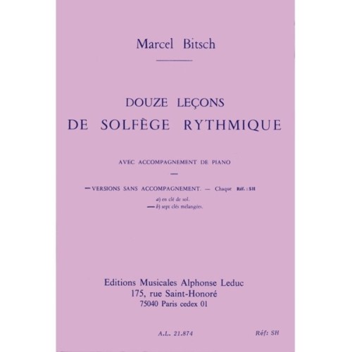 9790046218743AL21874 12 Lecons de Solfege Rythmique Vol B 7 Cles Mel