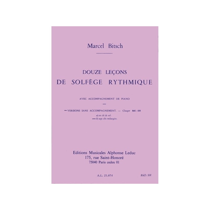 9790046218743AL21874 12 Lecons de Solfege Rythmique Vol B 7 Cles Mel