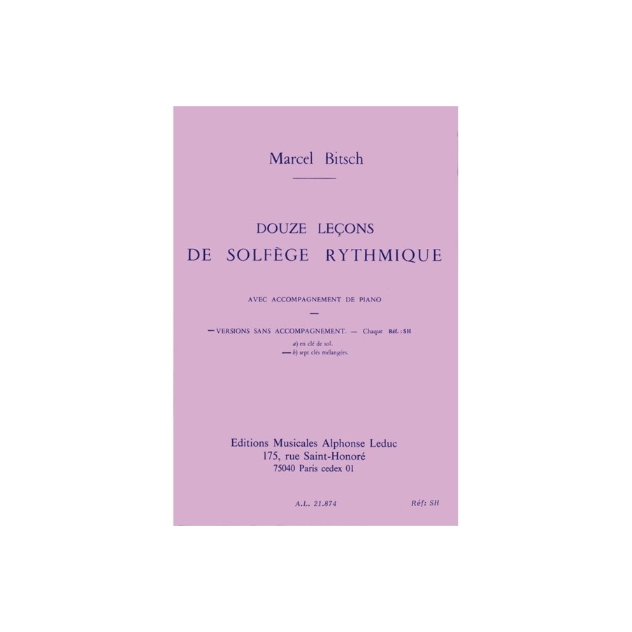 9790046218743AL21874 12 Lecons de Solfege Rythmique Vol B 7 Cles Mel