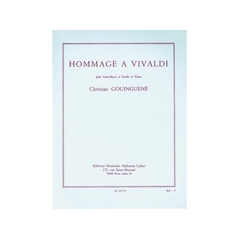 9790046257735AL25773 Hommage A Vivaldi - pour Contrebasse et Piano