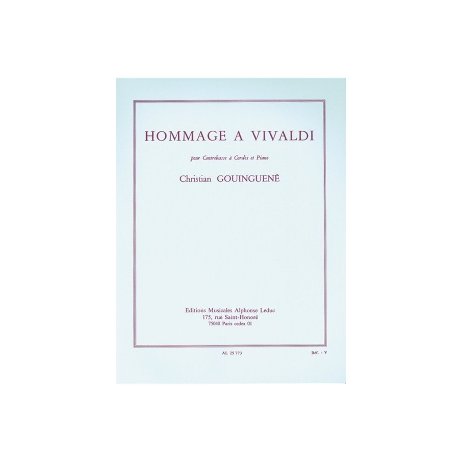 9790046257735AL25773 Hommage A Vivaldi - pour Contrebasse et Piano