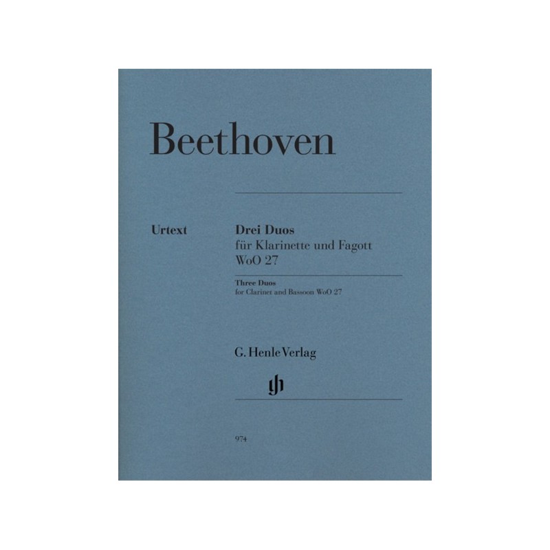 9790201809748HN974 Three Duos for Clarinet and Bassoon WoO.27