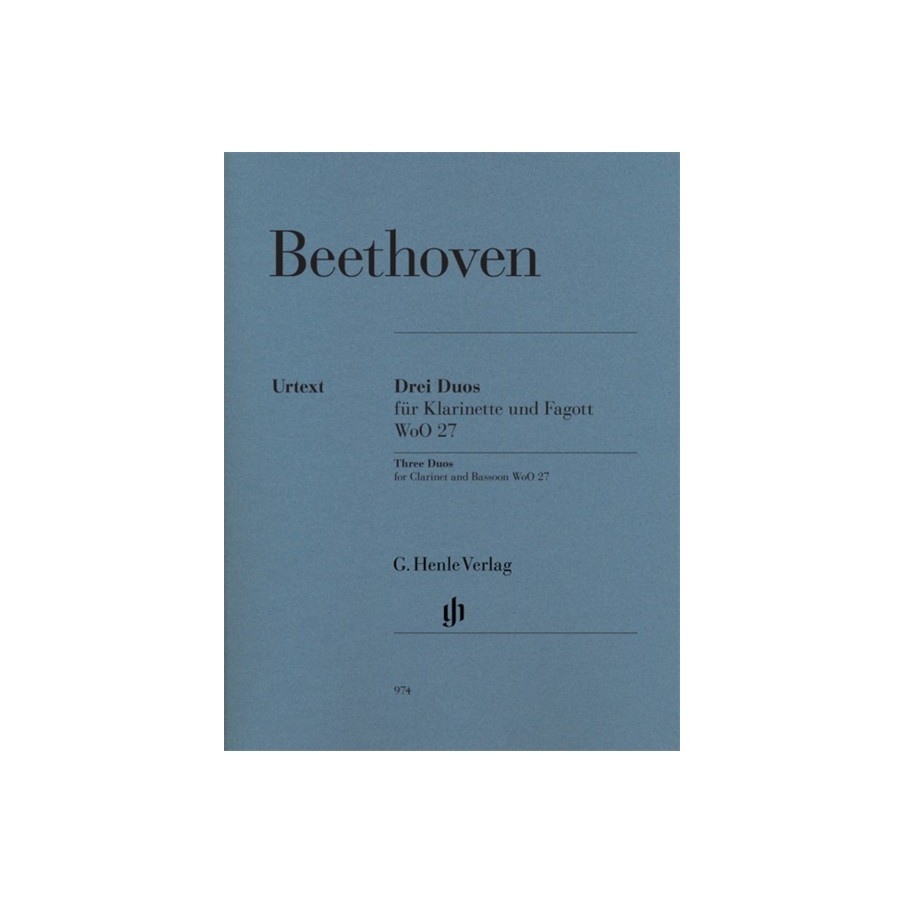 9790201809748HN974 Three Duos for Clarinet and Bassoon WoO.27