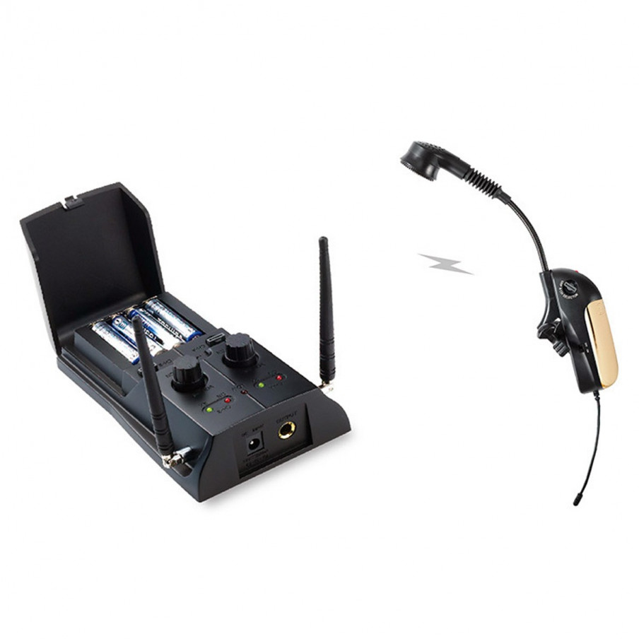 Microphone sans fil wireless SOUNDPLUS SaxMic14R pour saxophone alto ou ténor, trompette et