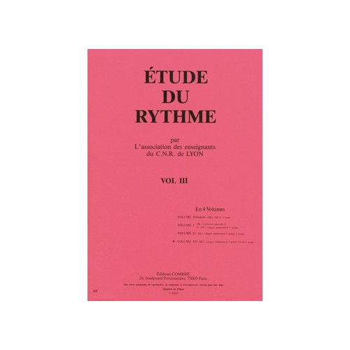 9790230350037COMC05003 C.N.R. de Lyon - Etude du rythme Vol.3