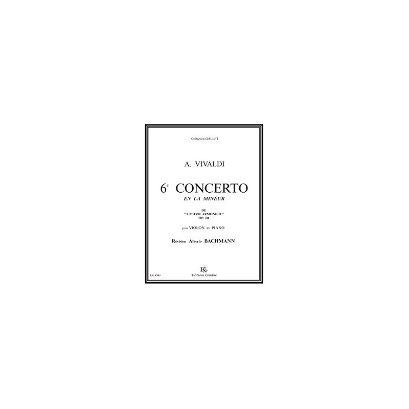 9790230300216COMEG07993 Concerto n°6 en la min. Op.3 Estro Armonico