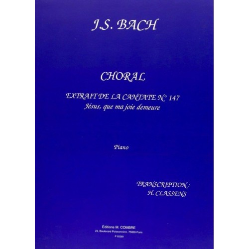 9790230322690COMP02269 Choral Jésus que ma joie demeure extr. Cantate 147