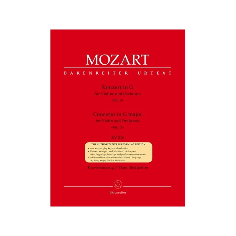 9790006457908BA4865A Violin Concerto No.3 In G K.216