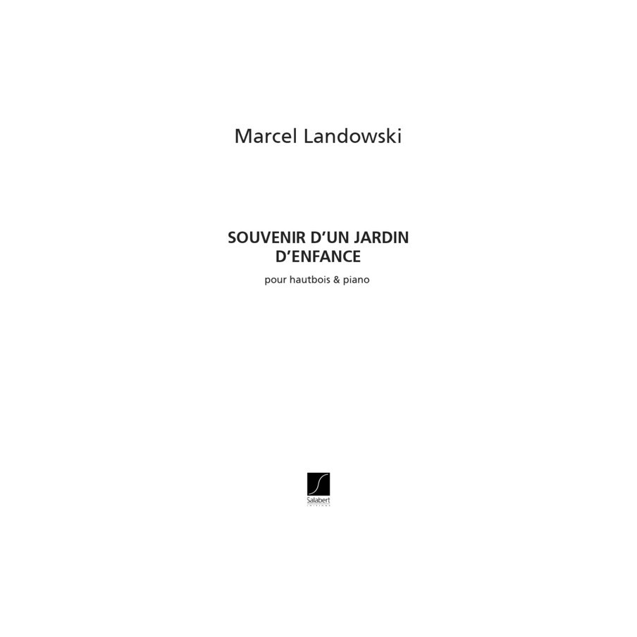 9790048023857SLB_00188800 Souvenir D'Un Jardin D'Enfance