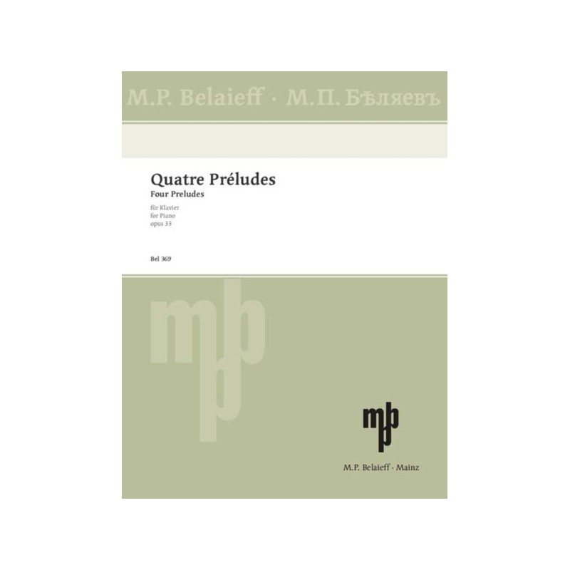 9790203001997369 BEL Four Preludes op. 33