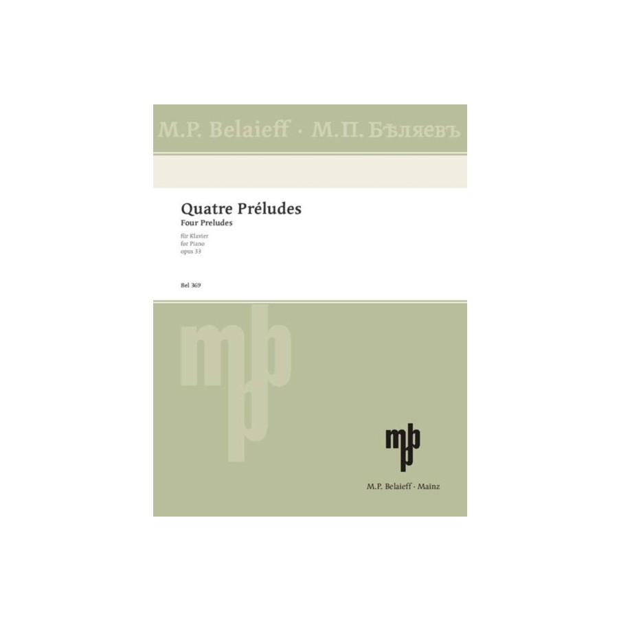 9790203001997369 BEL Four Preludes op. 33