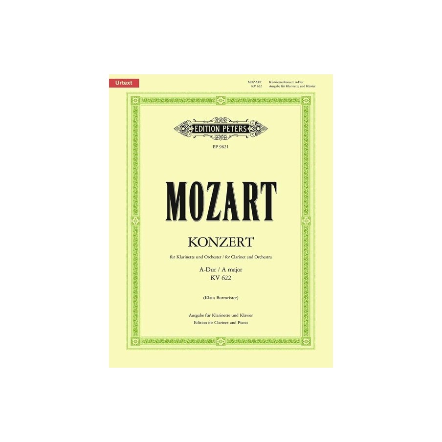 9790014078683EP9821 Concerto For Clarinet And Orchestra In A K.622